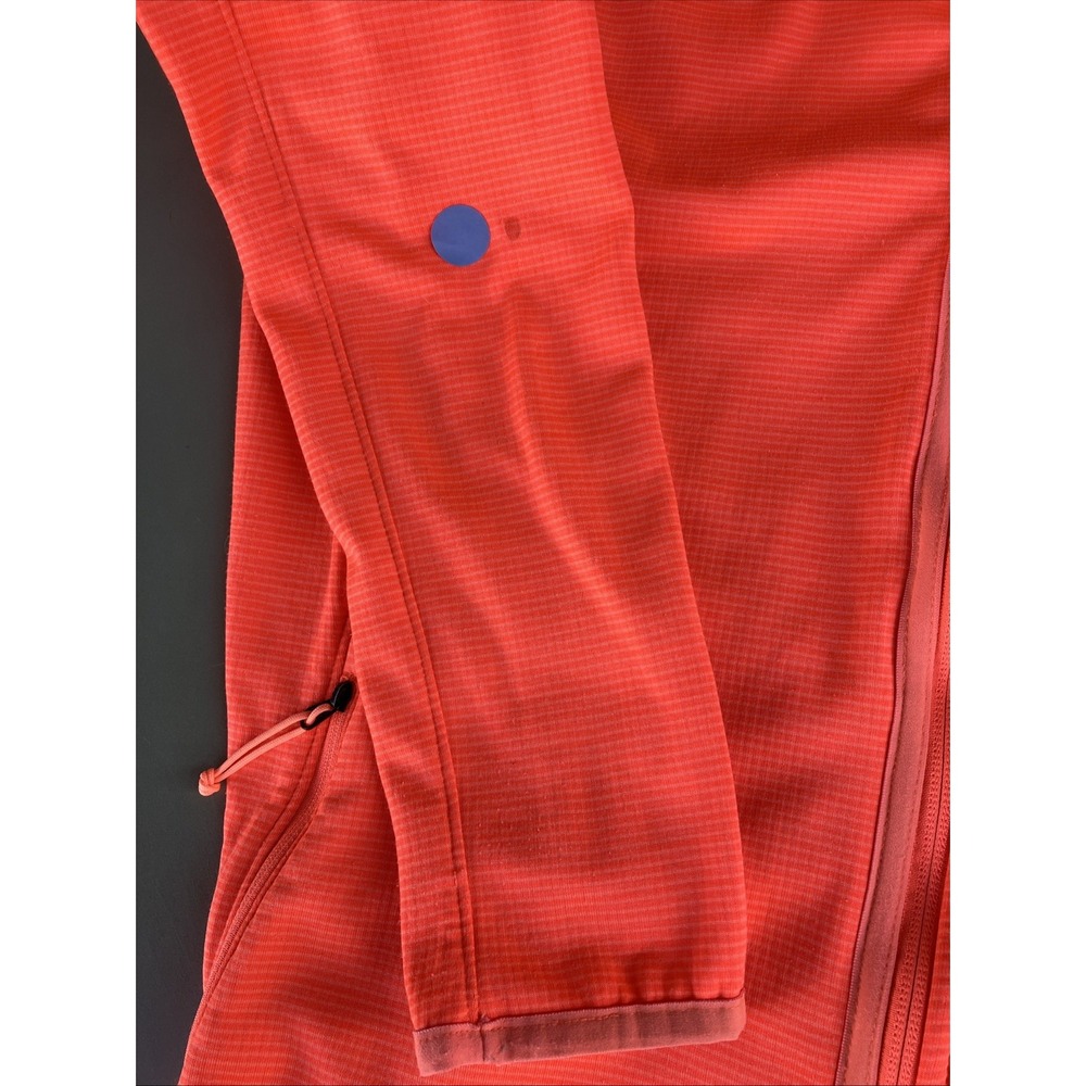 North Face Technical Grid Fleece Asymmetrical Zip Hoodie Jacket Bright Coral S - Picture 7 of 9